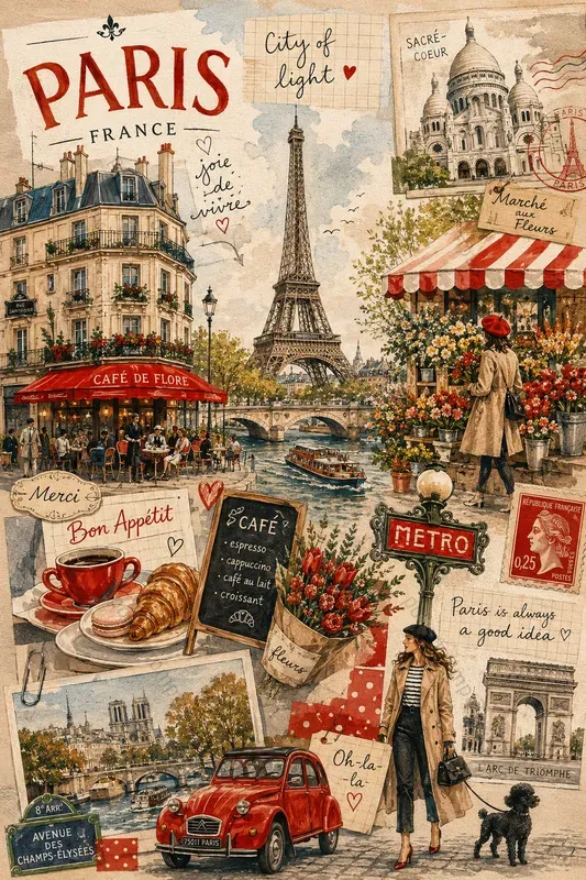 Whimsical Travel Collage Posters