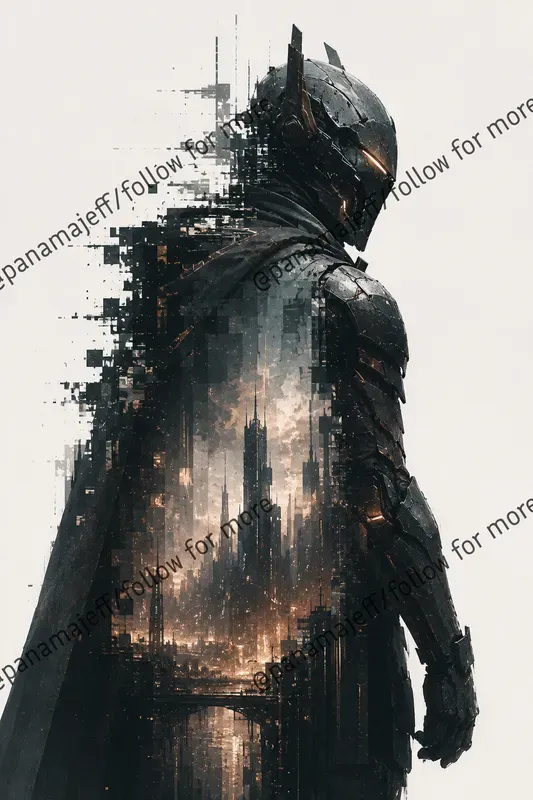 Pixel Glitch Double Exposure Posters