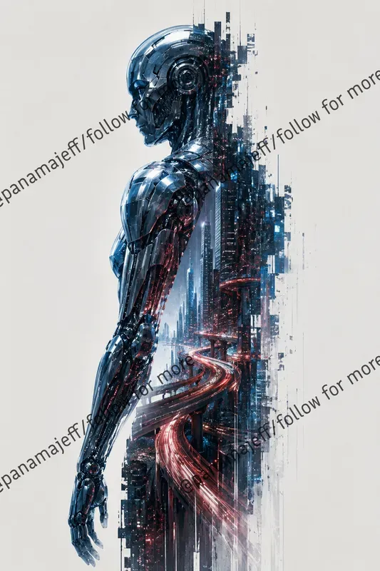 Pixel Glitch Double Exposure Posters