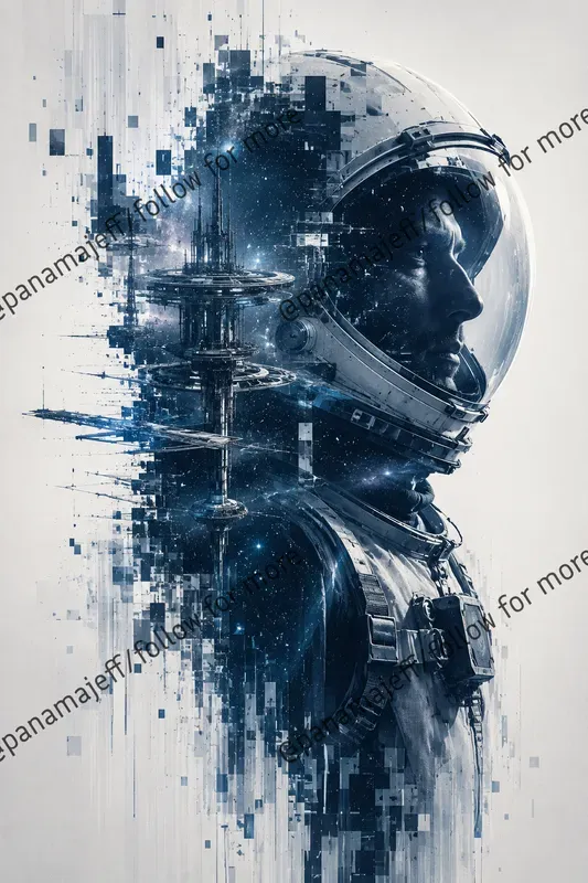 Pixel Glitch Double Exposure Posters