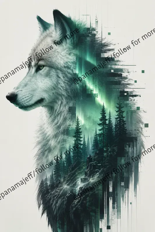 Pixel Glitch Double Exposure Posters