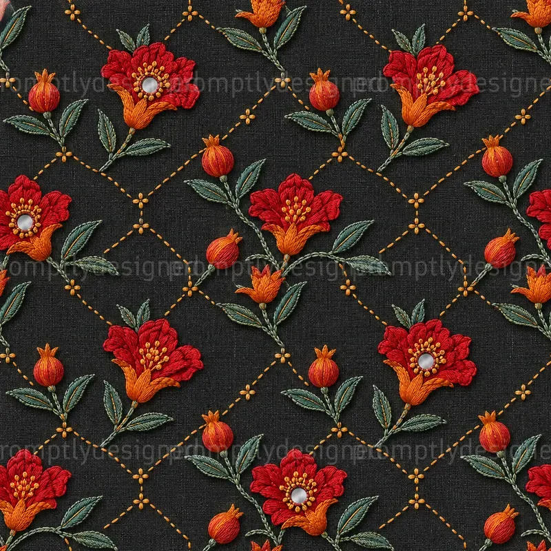 Embroidered Floral Seamless Patterns