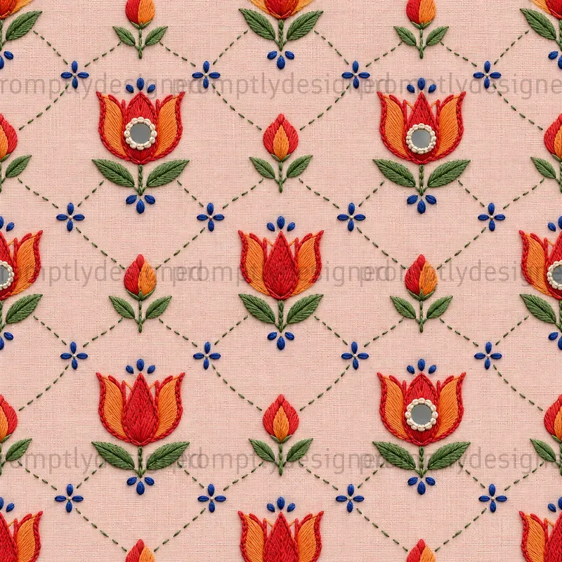 Embroidered Floral Seamless Patterns