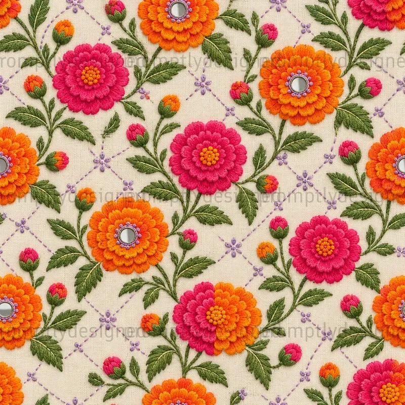 Embroidered Floral Seamless Patterns
