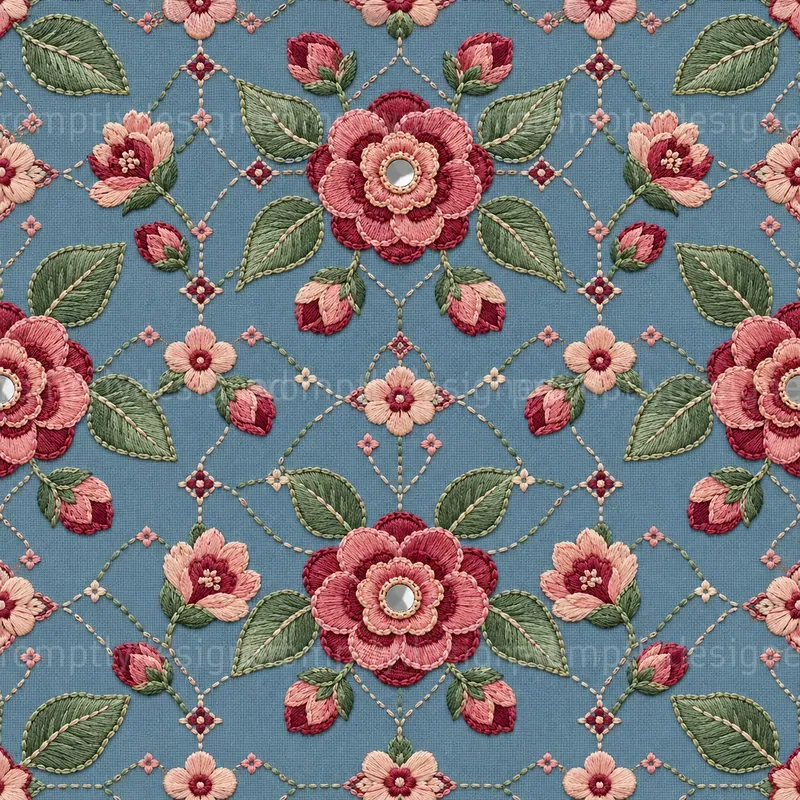 Embroidered Floral Seamless Patterns
