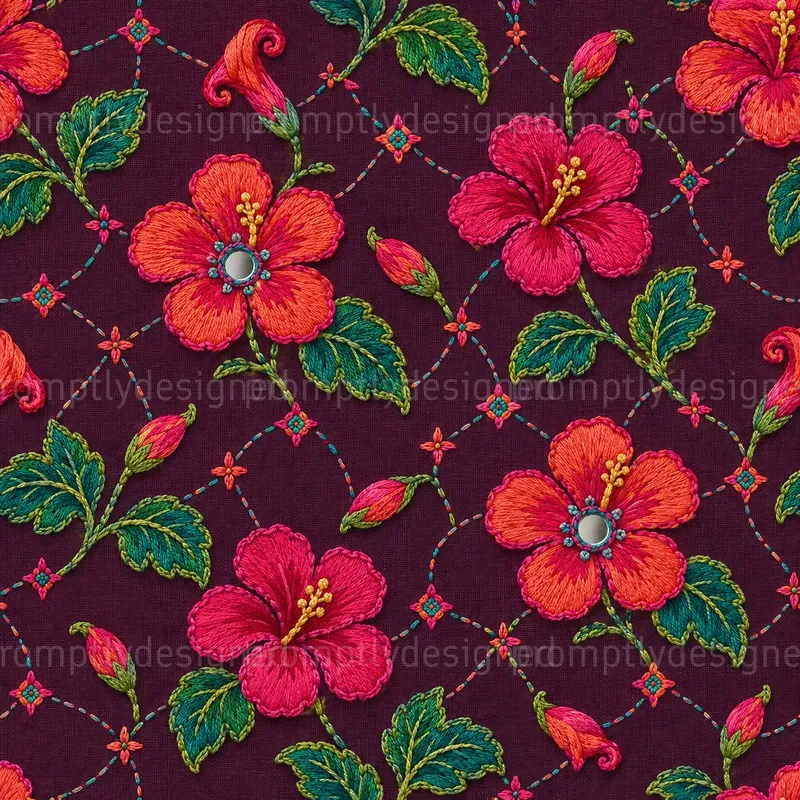 Embroidered Floral Seamless Patterns