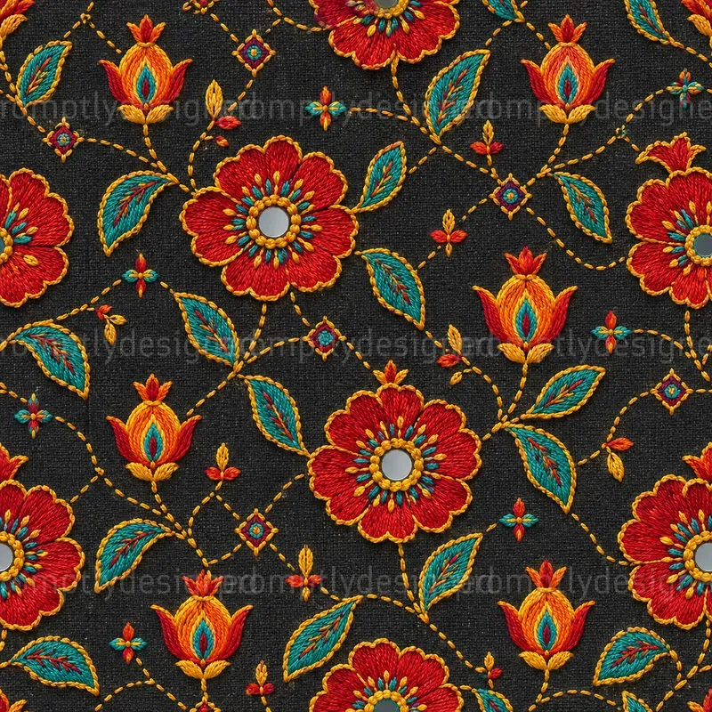 Embroidered Floral Seamless Patterns