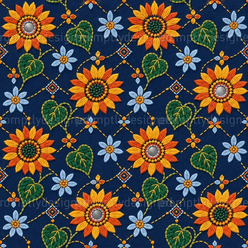 Embroidered Floral Seamless Patterns
