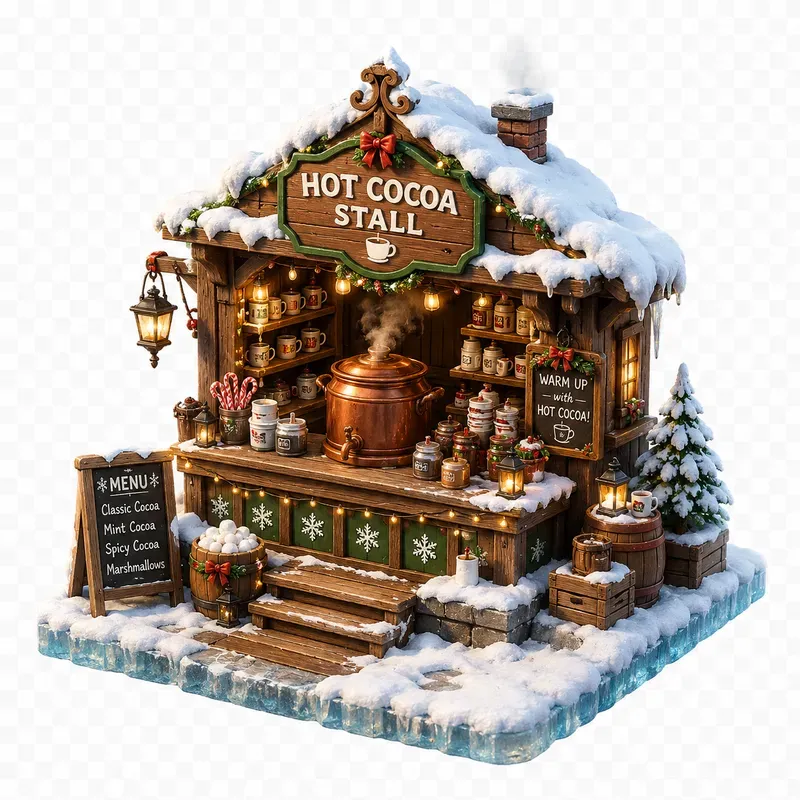 Whimsical 3D Winter Village UI Assets