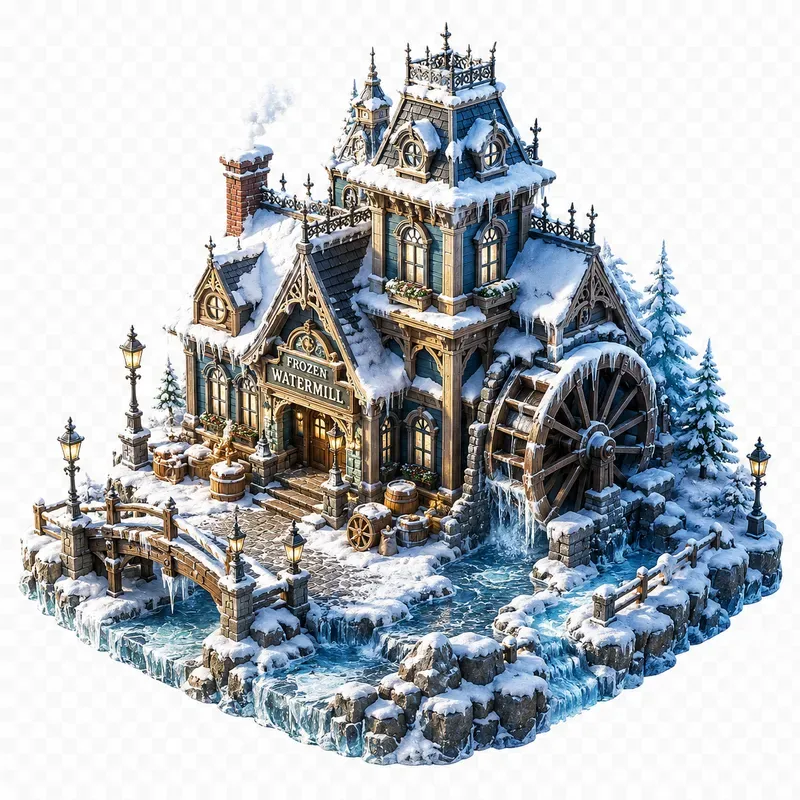 Whimsical 3D Winter Village UI Assets