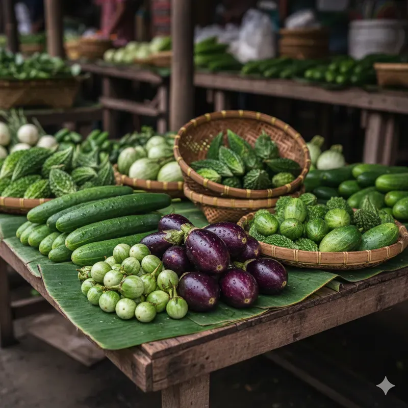 Indonesian Pasar Traditional Vegetables