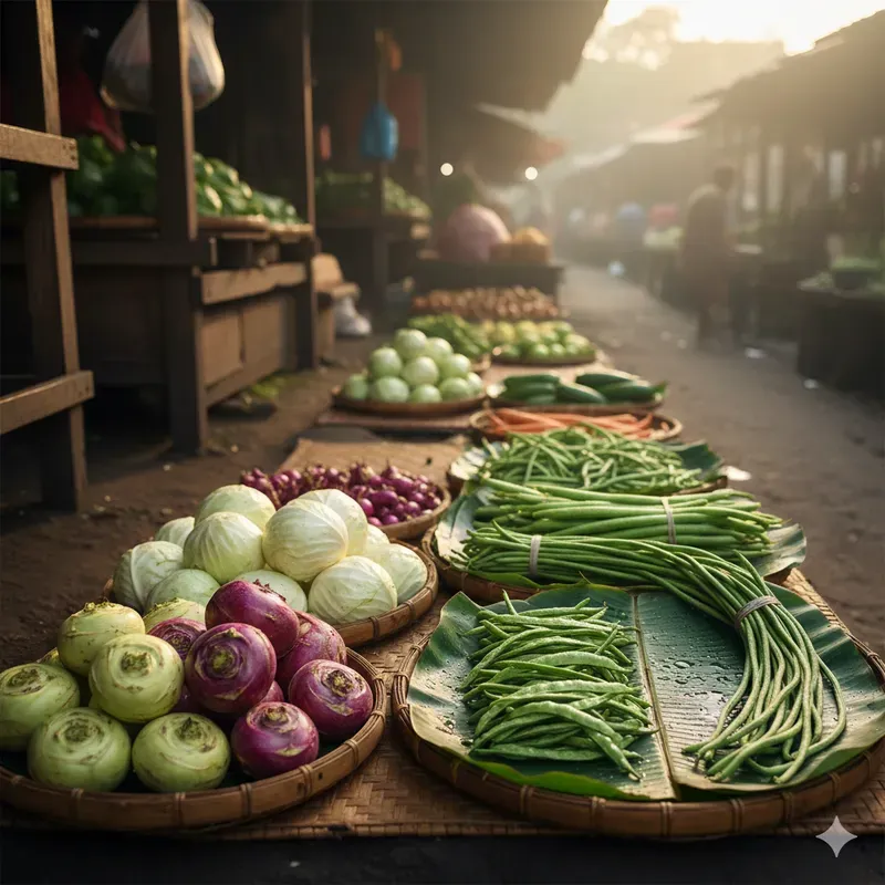 Indonesian Pasar Traditional Vegetables