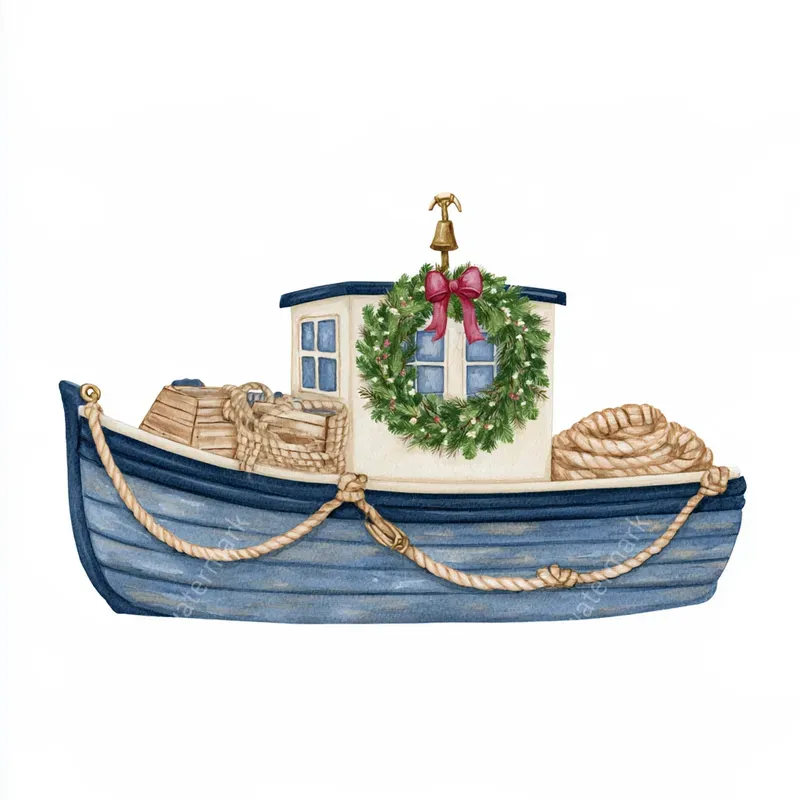 Coastal Christmas Watercolor Cliparts