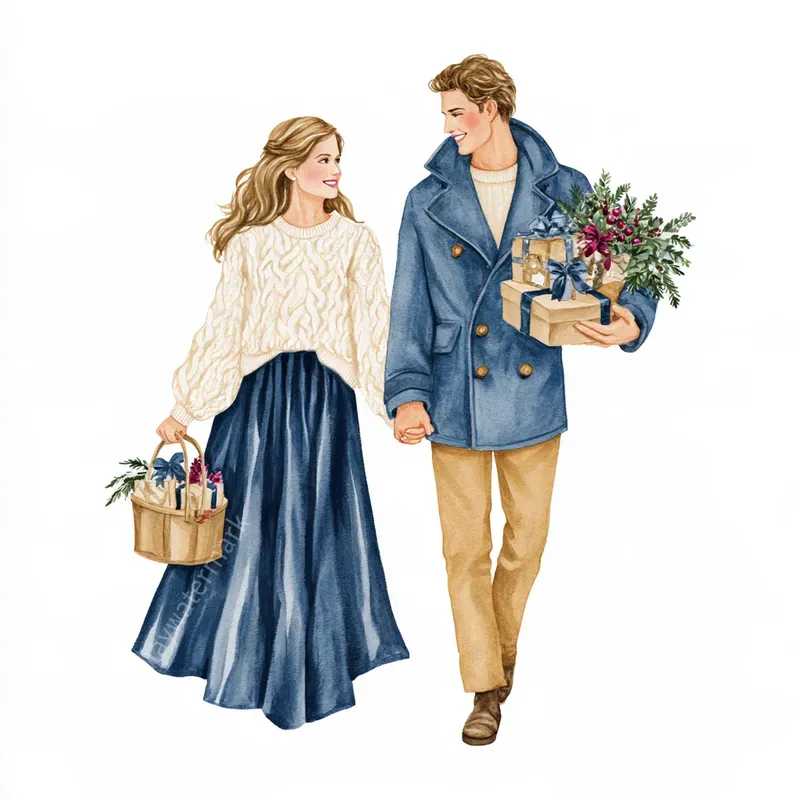 Coastal Christmas Watercolor Cliparts