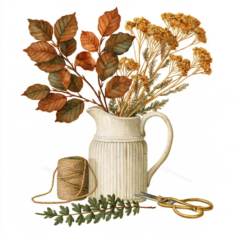 Rustic Autumn Watercolor Clipart Scenes