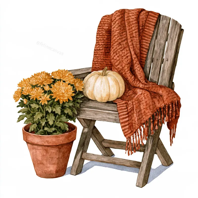 Rustic Autumn Watercolor Clipart Scenes