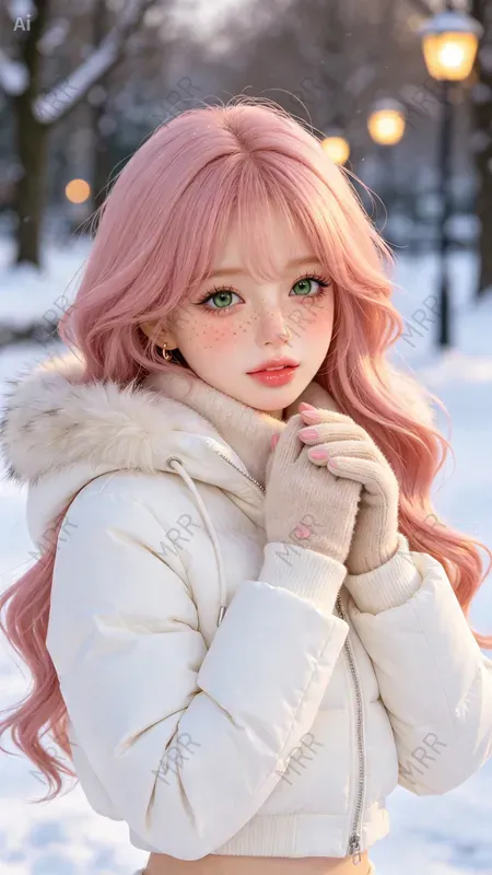 Cute Doll Winter Portraits