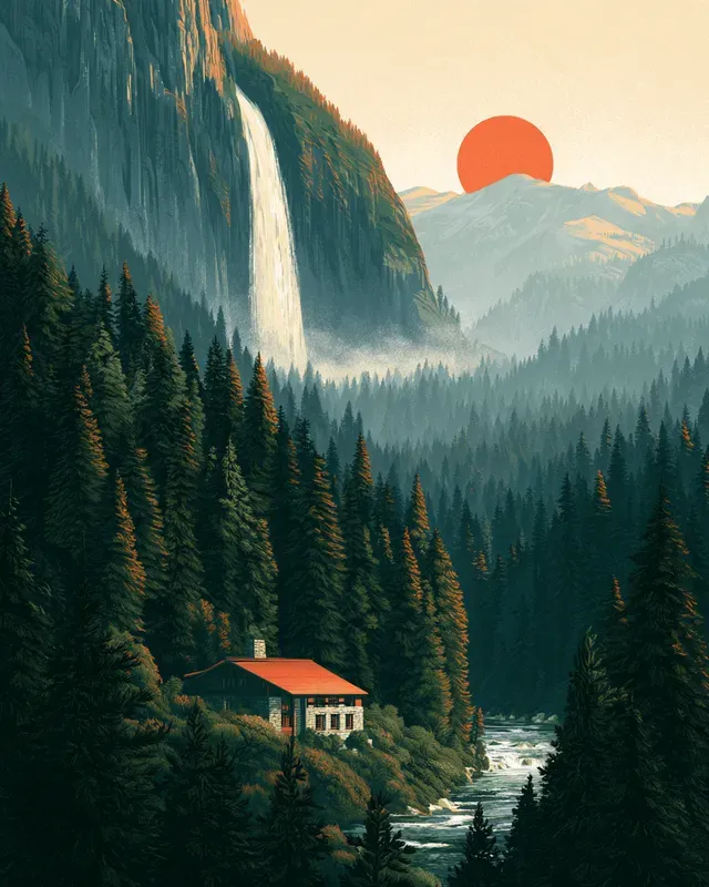 Midcentury Wilderness Lodge Wall Art