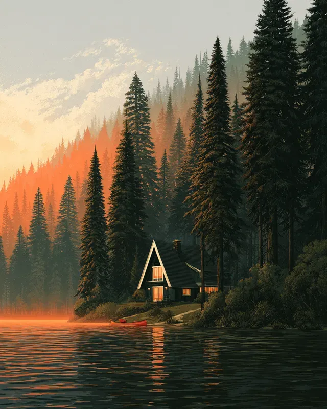 Midcentury Wilderness Lodge Wall Art