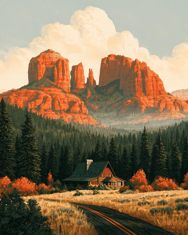Midcentury Wilderness Lodge Wall Art