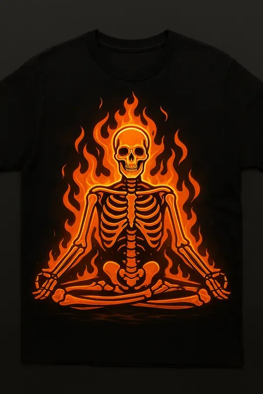Flaming Meditative Yoga Tshirt Art