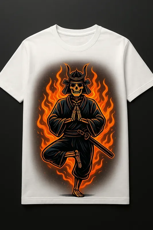 Flaming Meditative Yoga Tshirt Art