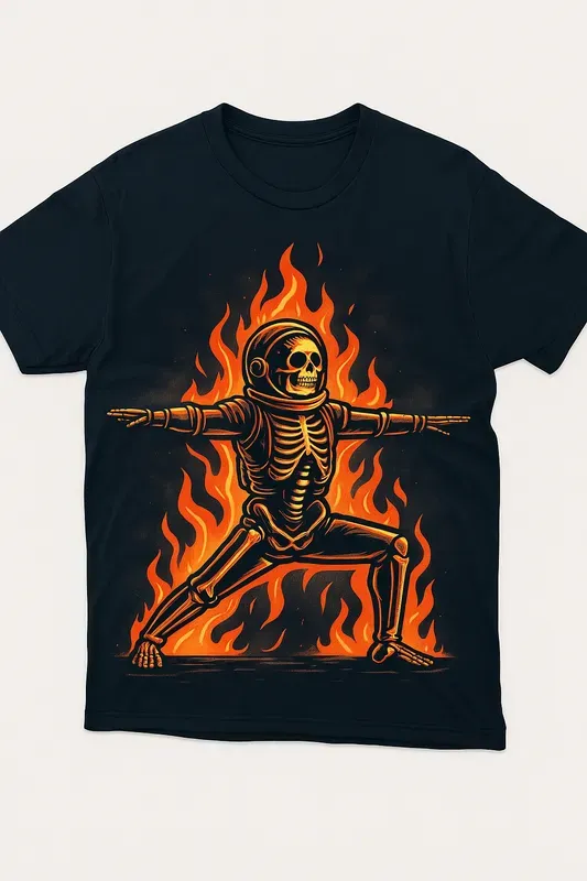 Flaming Meditative Yoga Tshirt Art