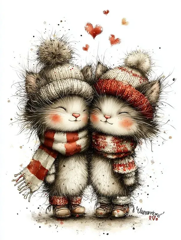 Sweet Valentine Animal Couples Clipart