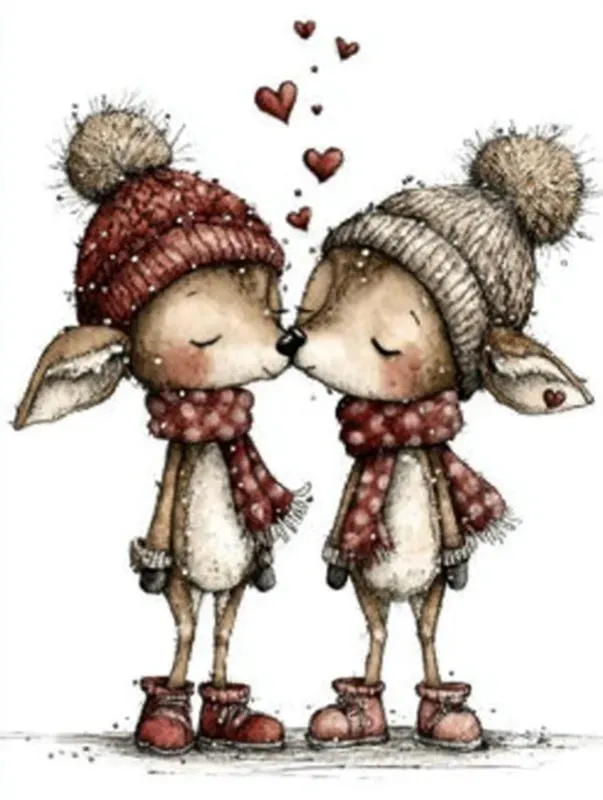 Sweet Valentine Animal Couples Clipart