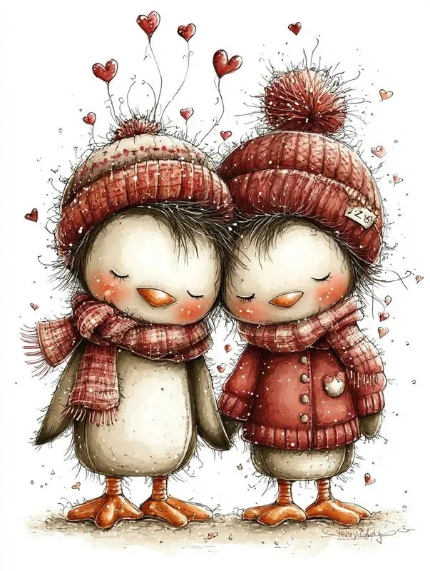 Sweet Valentine Animal Couples Clipart