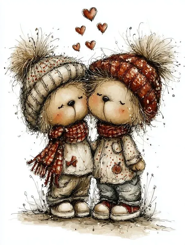 Sweet Valentine Animal Couples Clipart