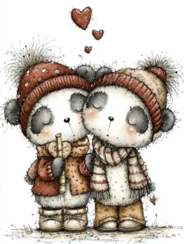 Sweet Valentine Animal Couples Clipart