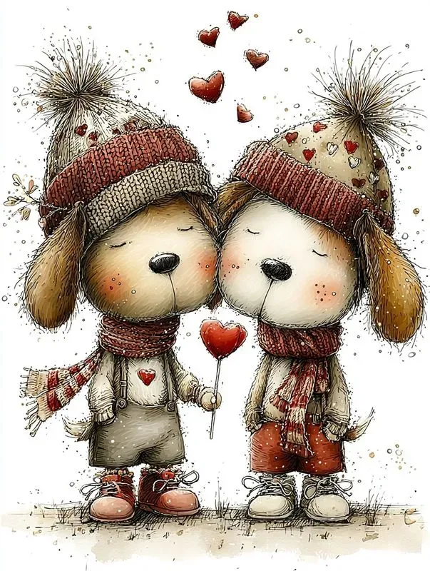 Sweet Valentine Animal Couples Clipart