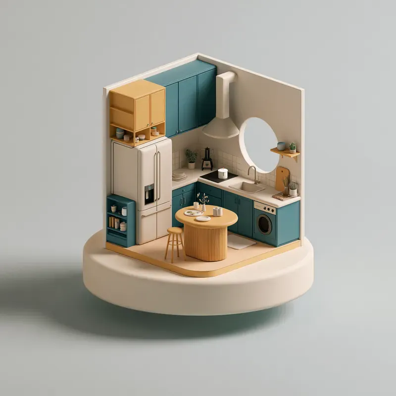 Isometric Cutaway Room Illustrations