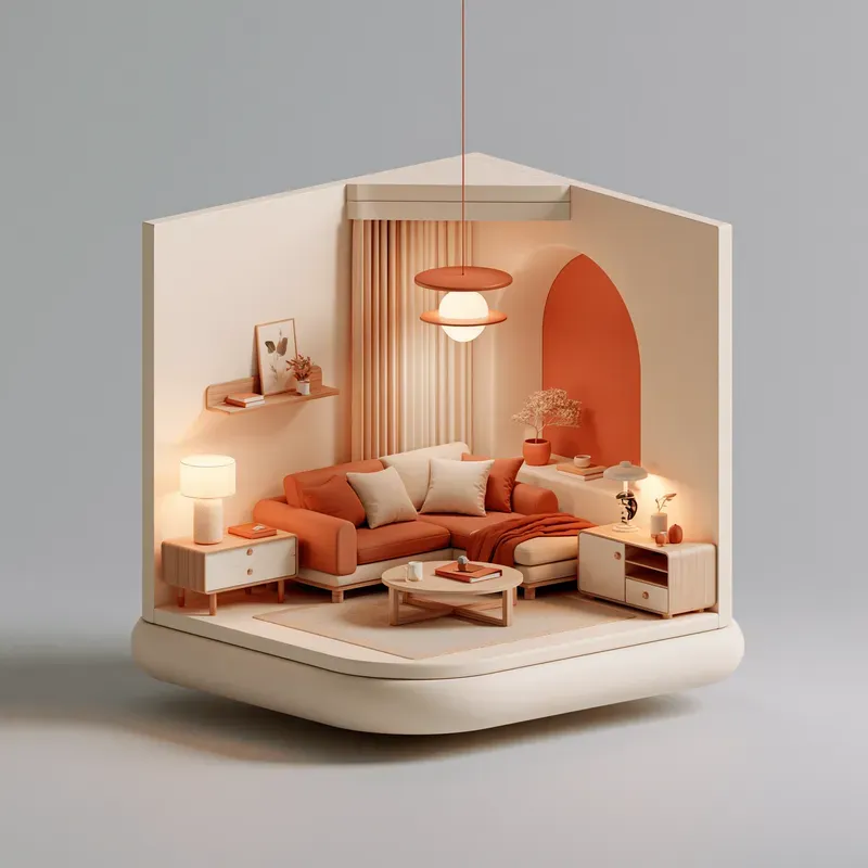 Isometric Cutaway Room Illustrations