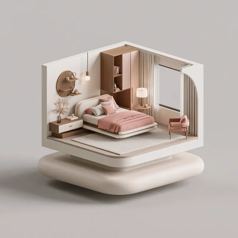 Isometric Cutaway Room Illustrations