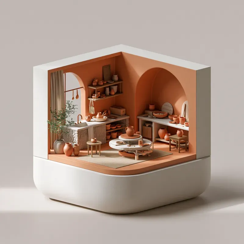 Isometric Cutaway Room Illustrations