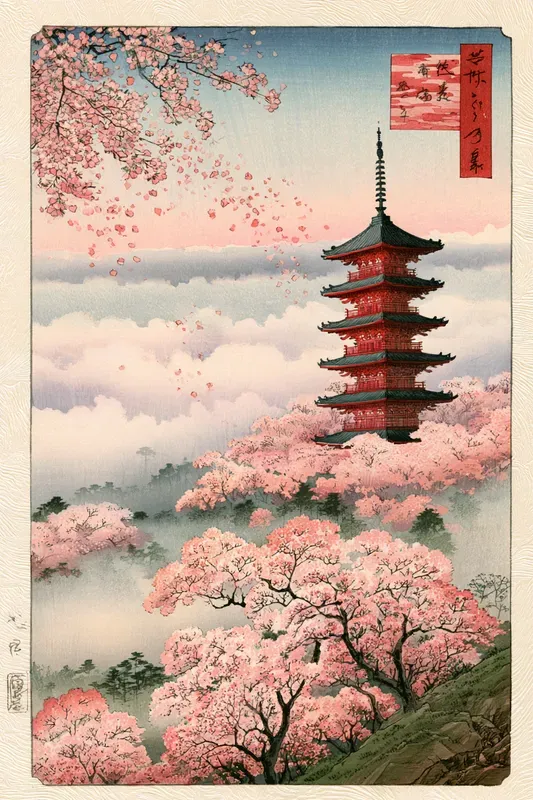 Cherry Blossom Ukiyoe Art Generator