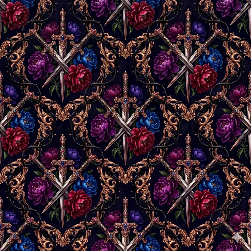 Romantic Gothic Seamless Patterns