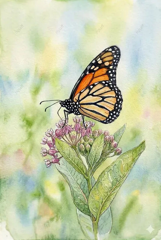 Botanical Watercolor Insect Art