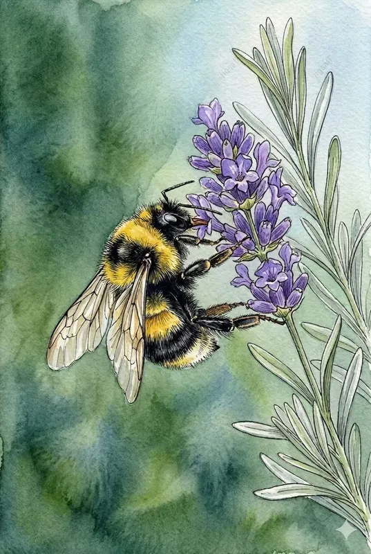 Botanical Watercolor Insect Art