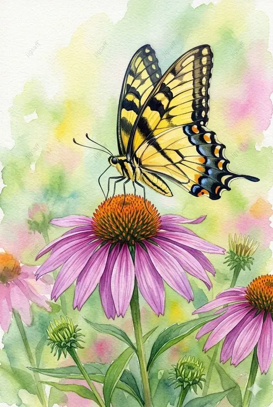 Botanical Watercolor Insect Art