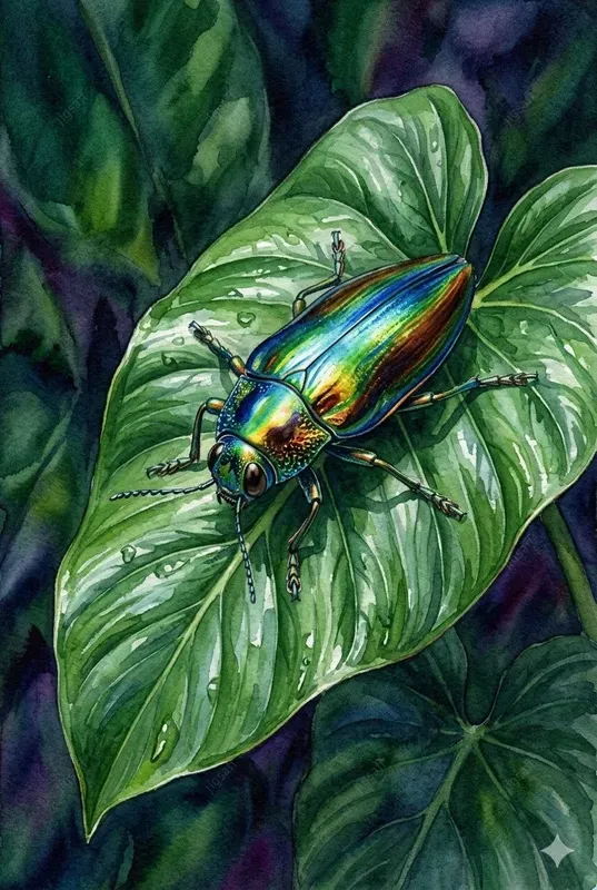 Botanical Watercolor Insect Art