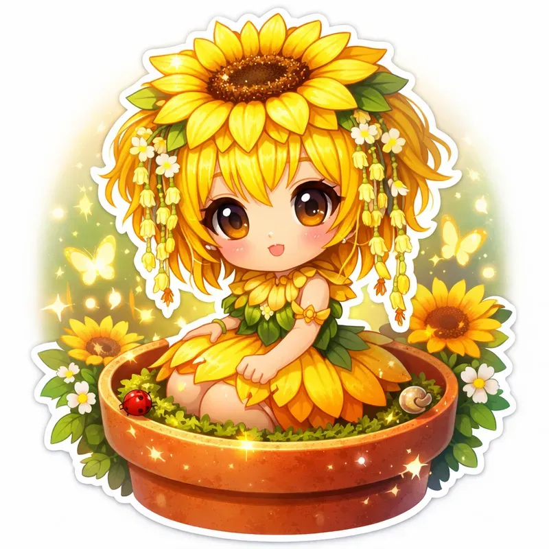 Cute Fantasy Character Floral Dreams