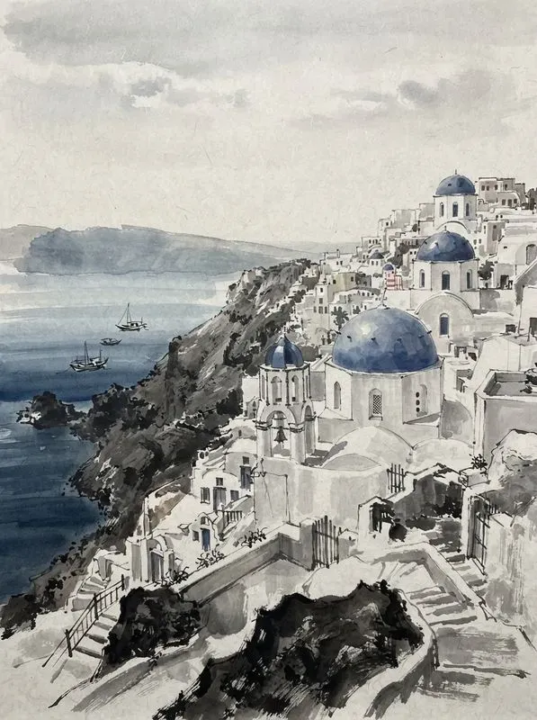East Asian Ink Wash Travel Posters