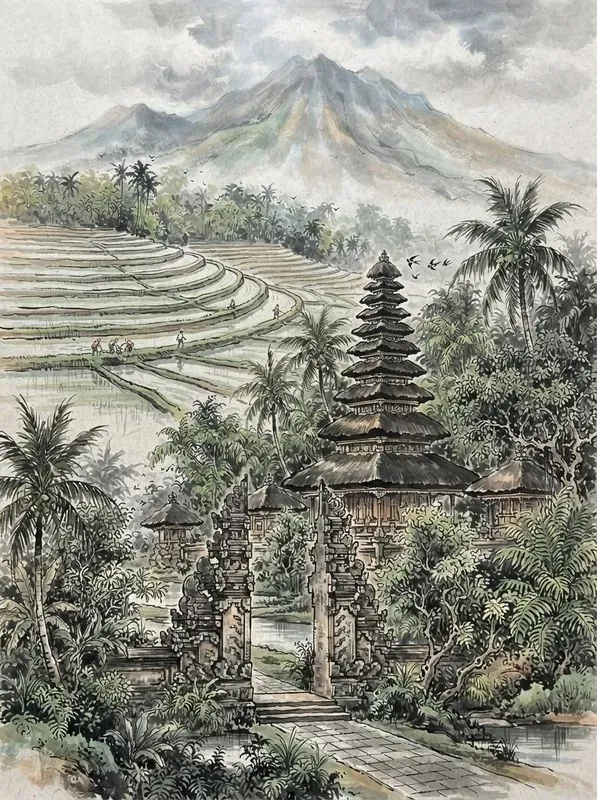East Asian Ink Wash Travel Posters