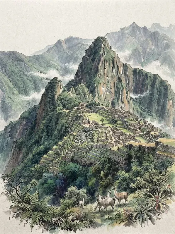 East Asian Ink Wash Travel Posters