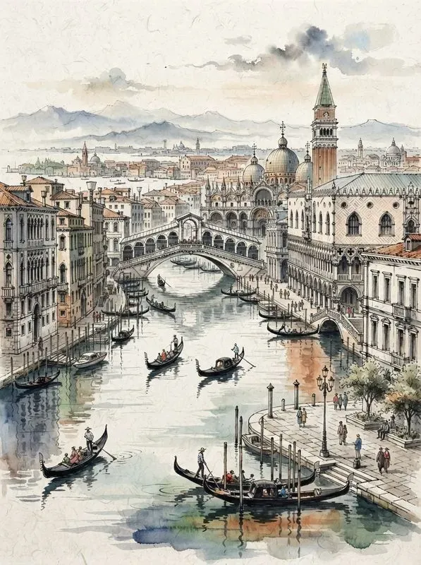 East Asian Ink Wash Travel Posters