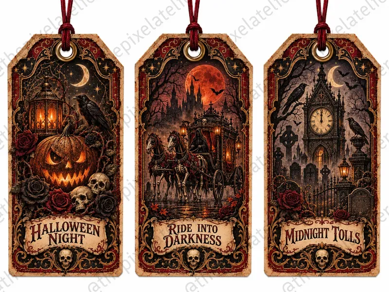 Vintage Horror Halloween Gift Tags