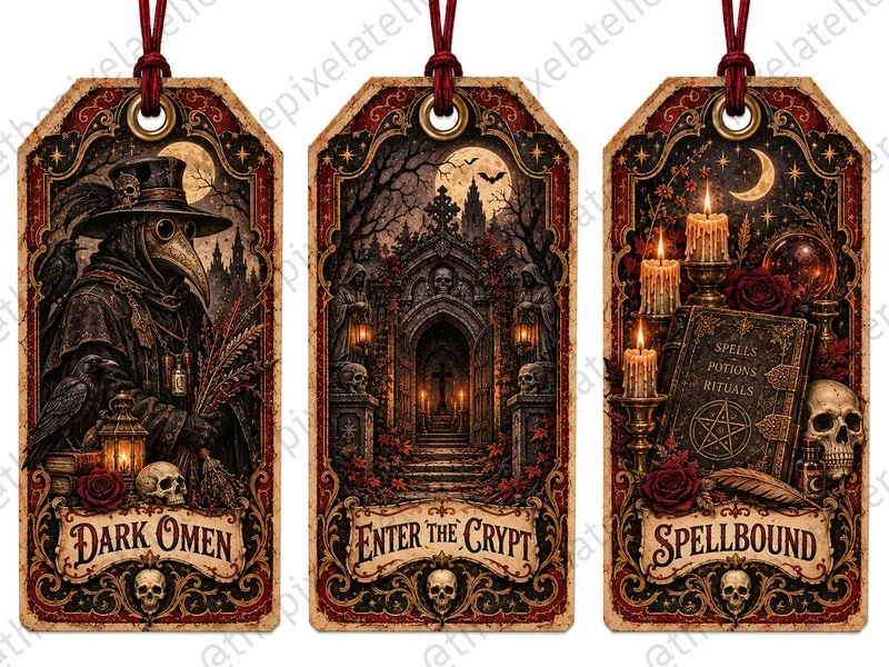 Vintage Horror Halloween Gift Tags